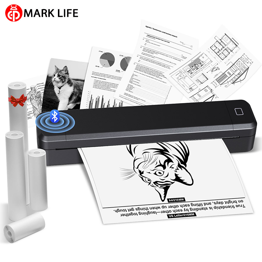 Commercial Document Printing - Marklife A4 Thermodrucker Tragbarer Bluetooth-Drucker für