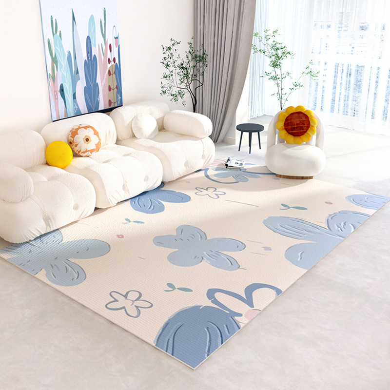 Commercial Printing And Design - Blauer Teppich mit Blumenmuster, frisches Frühlingsblüten-Design