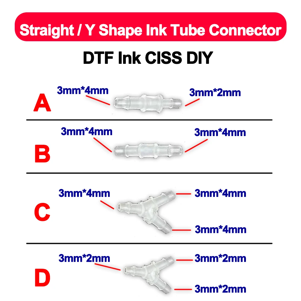 Dtf Printer Machine - 15 Stück Eco-Solvent gerade/Y-Form Tintenschlauchverbinder für